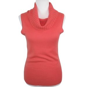 THEORY Dorothy Dark Orange Cashmere Cowl Neck Sleeveless Knit Top Women’s Small